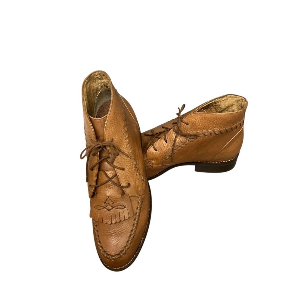 Ariat Leather Kiltie Festival Western Ankle Boots Made In Brazil Moc Toe‎ Tan 8 - Picture 15 of 16